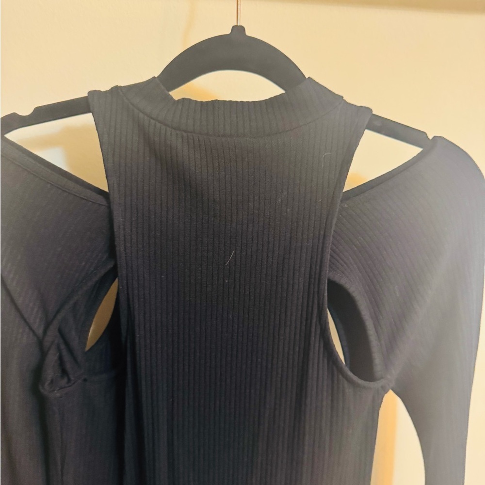 Topshop knit cold shoulder Black Long Sleeve Dress - Picture 5 of 5